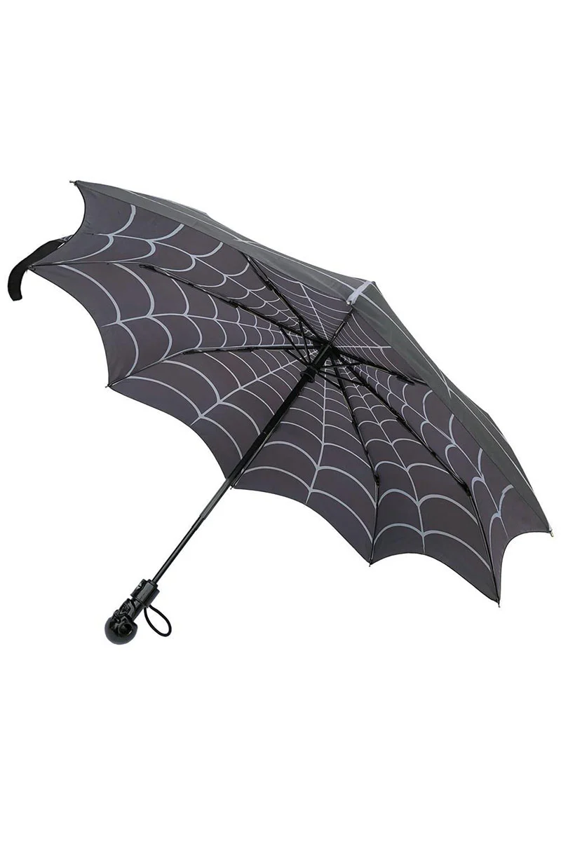 Skull Handle Spiderweb Umbrella - Image 2
