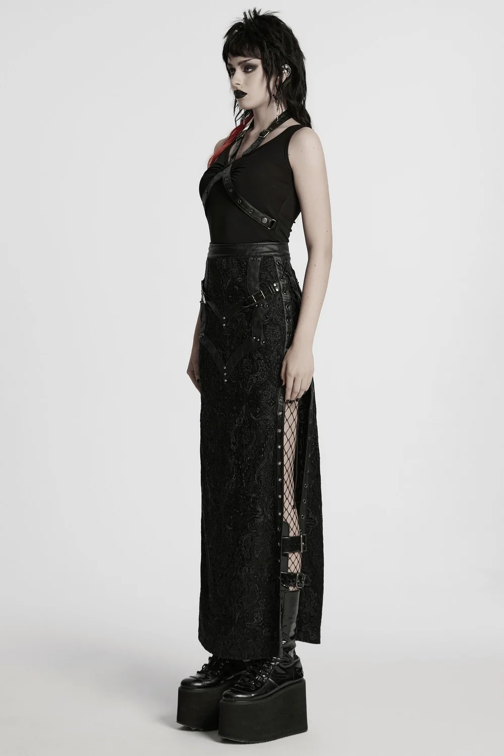Somber Lace-Up Leg Slit Maxi Skirt - Image 2