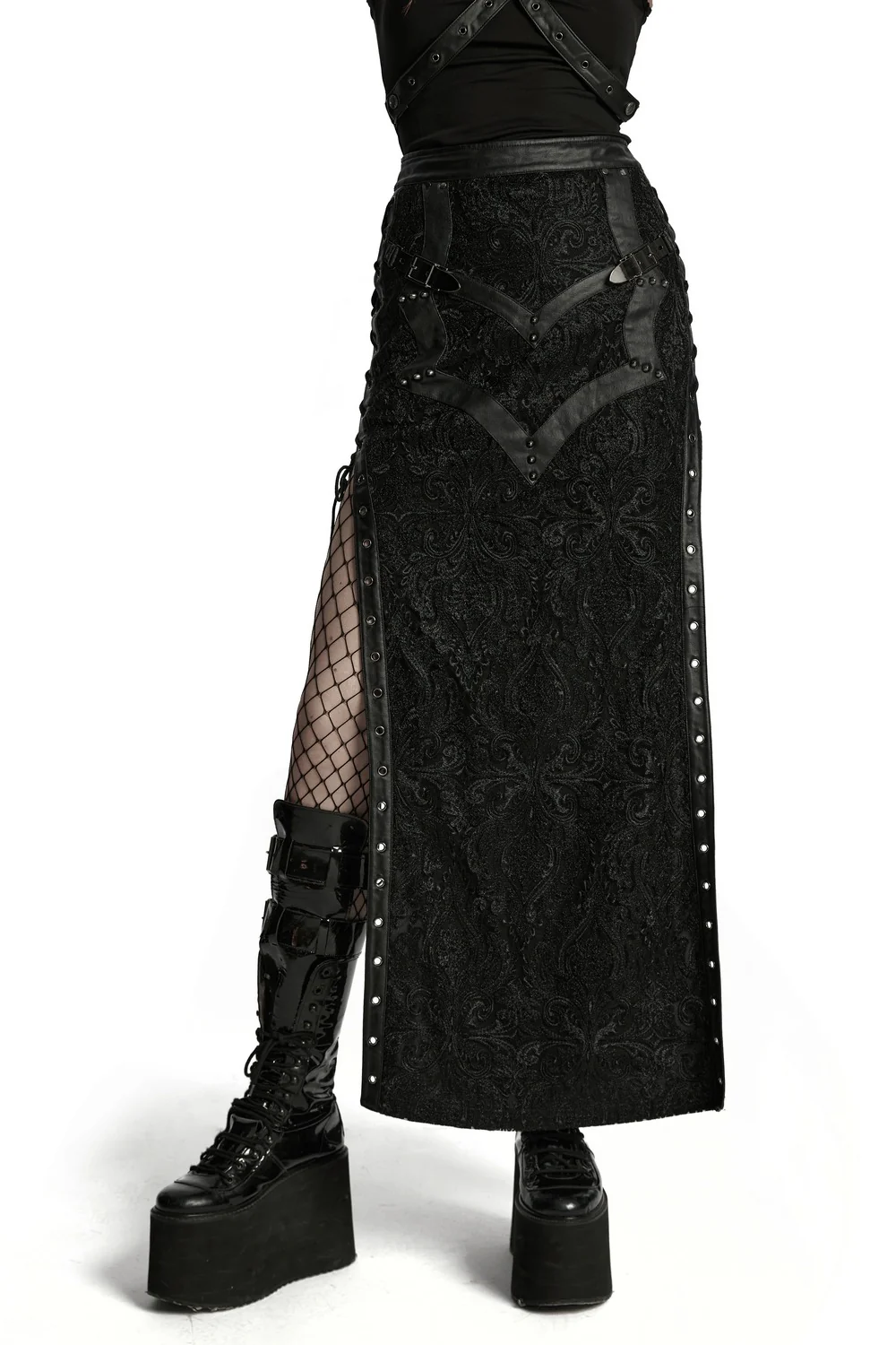 Somber Lace-Up Leg Slit Maxi Skirt - Image 3