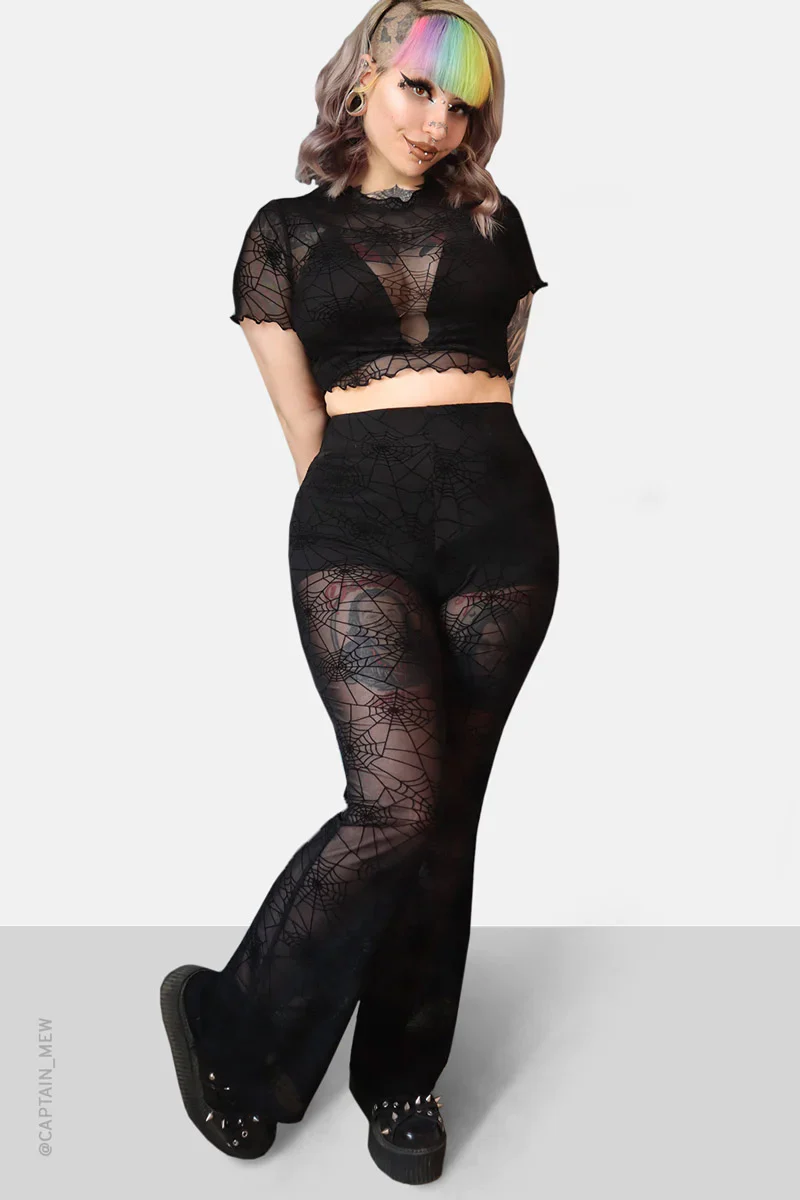 Spider Web Mesh Flare Pants - Image 2