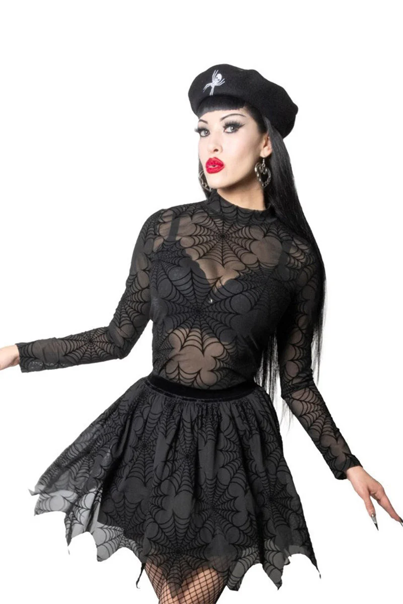 Spiderweb Mesh Mock Neck Top - Image 2