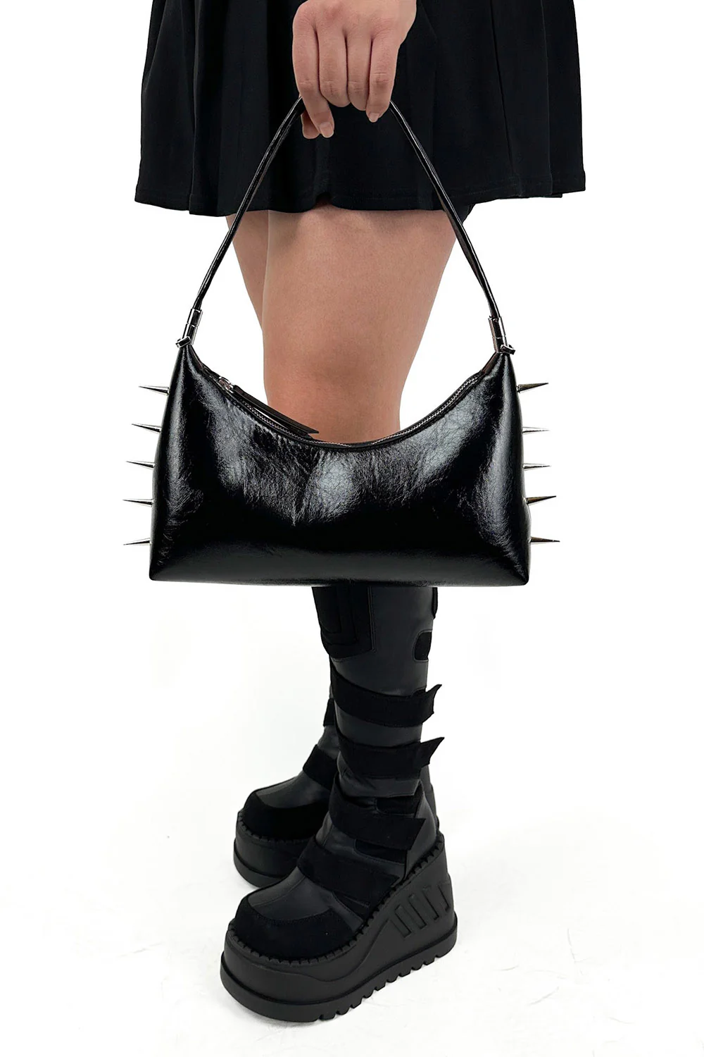Spiked 3 in 1 Convertible Shoulder Bag [Multiple Colors with Silver Spikes] - Image 4