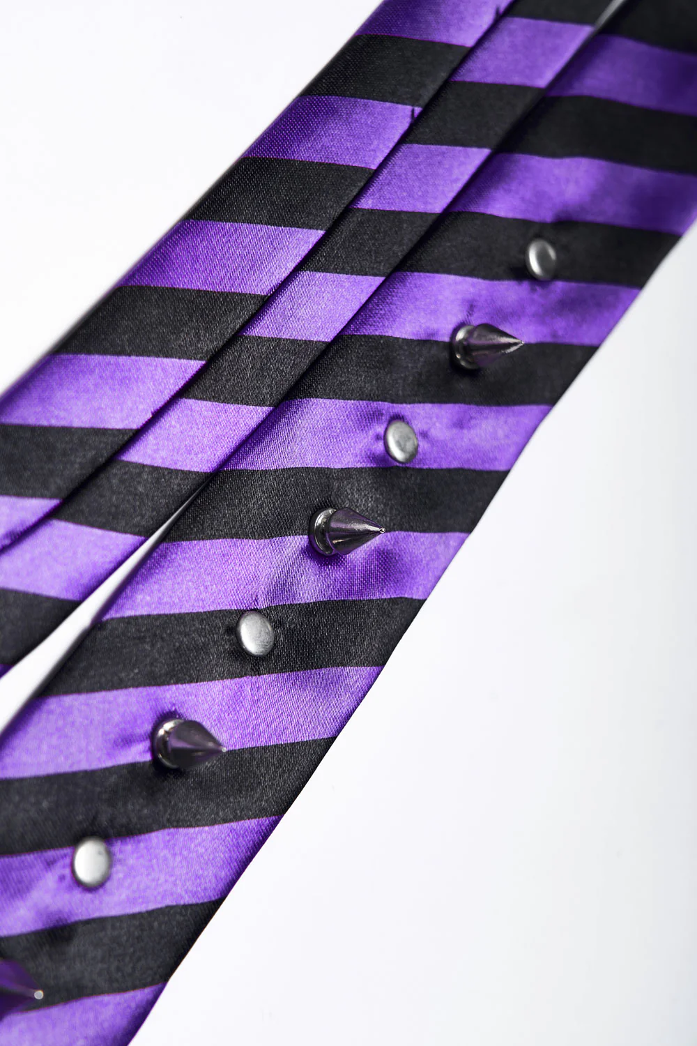 Spikes and Stripes Rivet Tie [Purple/Black] - Image 3