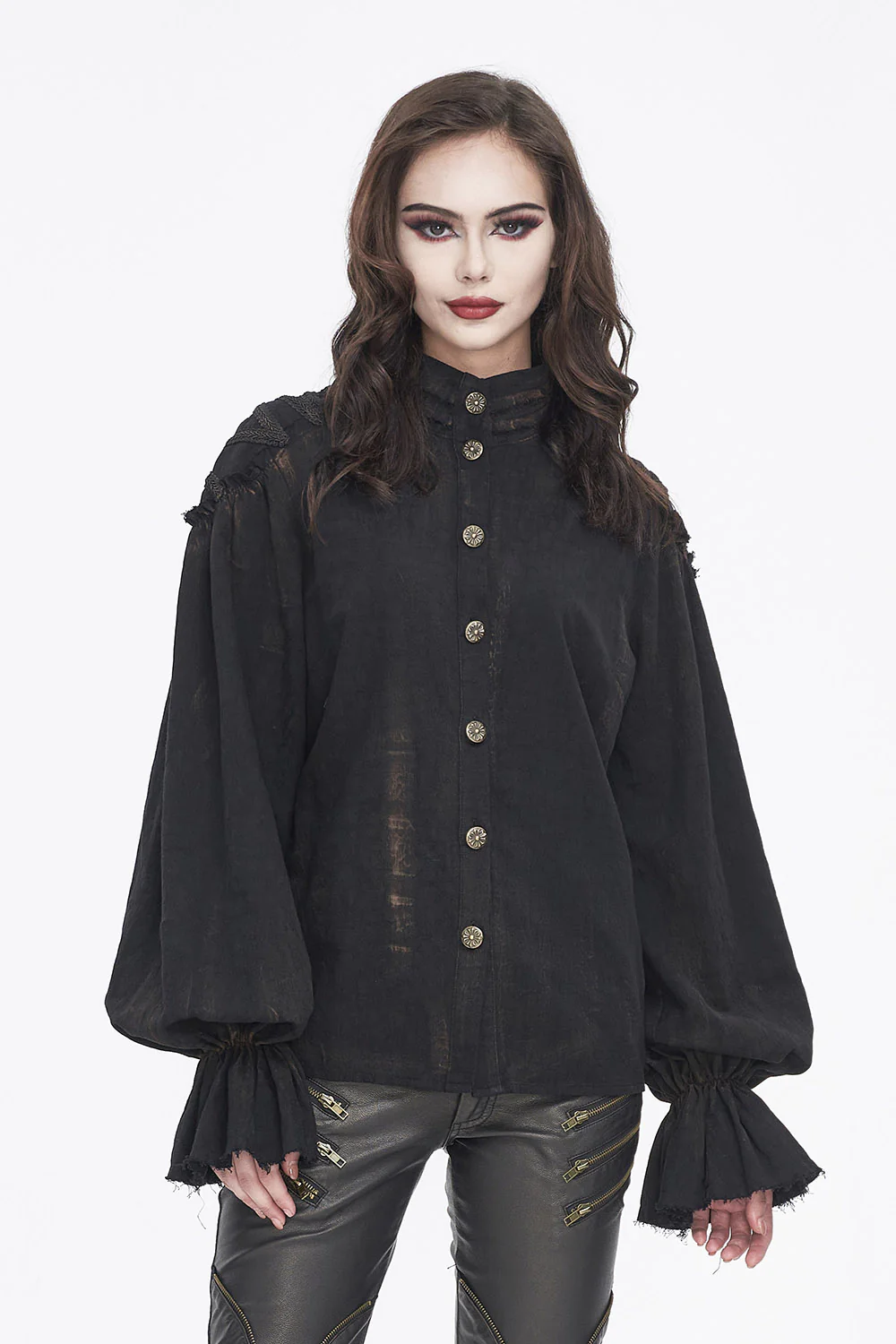 Stormborn Antiqued Black Cotton Shirt
