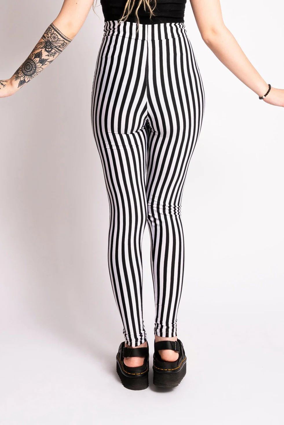 Sweet Sweet Bat Black/White Stripe Leggings - Image 4