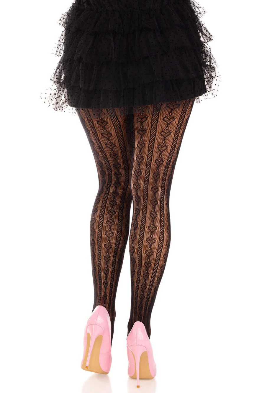 Sweetheart Striped Tights [BLACK/PINK] - Image 4