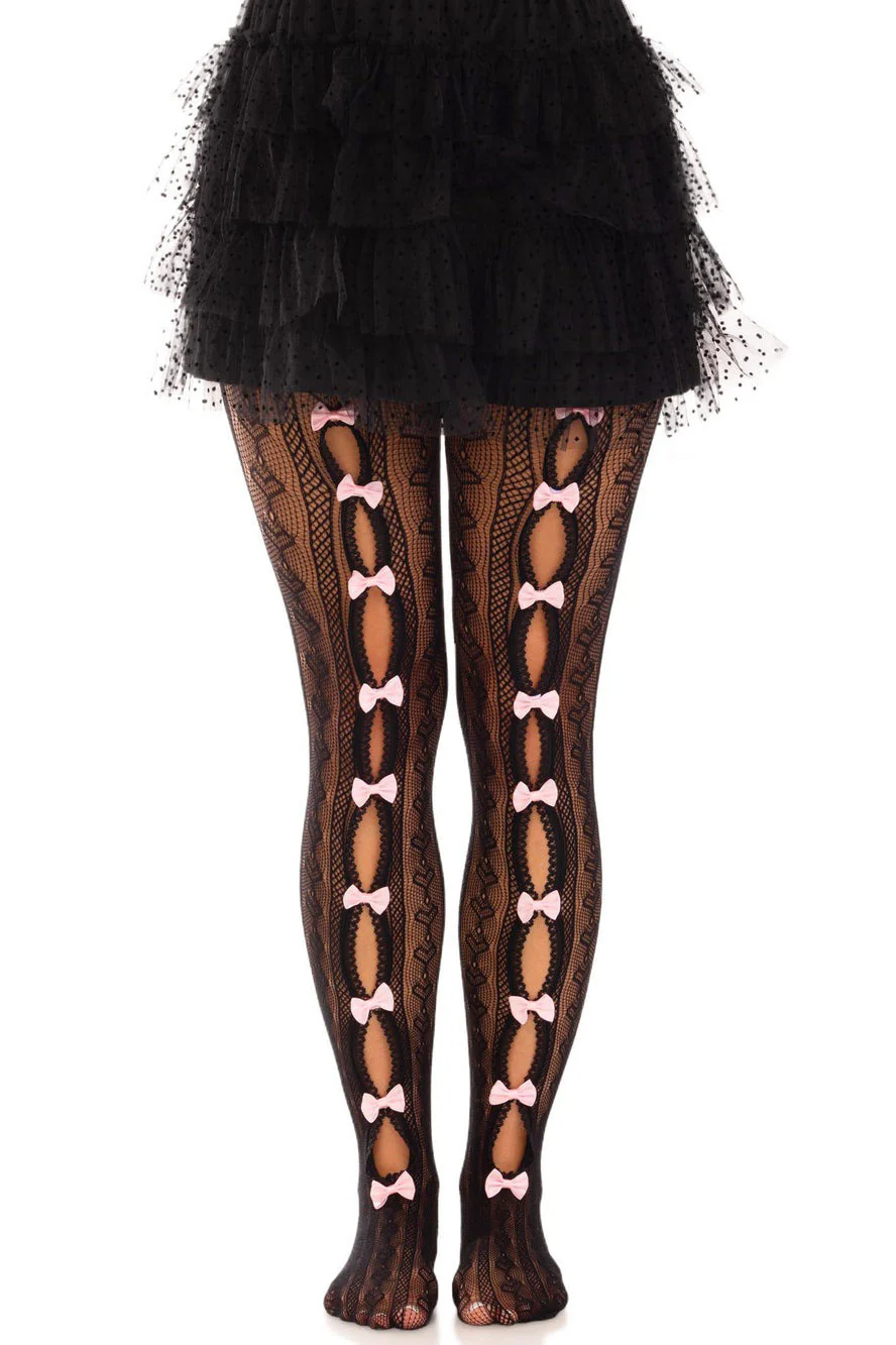 Sweetheart Striped Tights [BLACK/PINK] - Image 5
