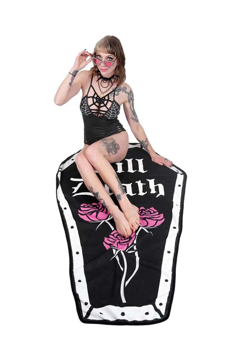 Till Death Coffin Shaped Beach Towel - Image 2