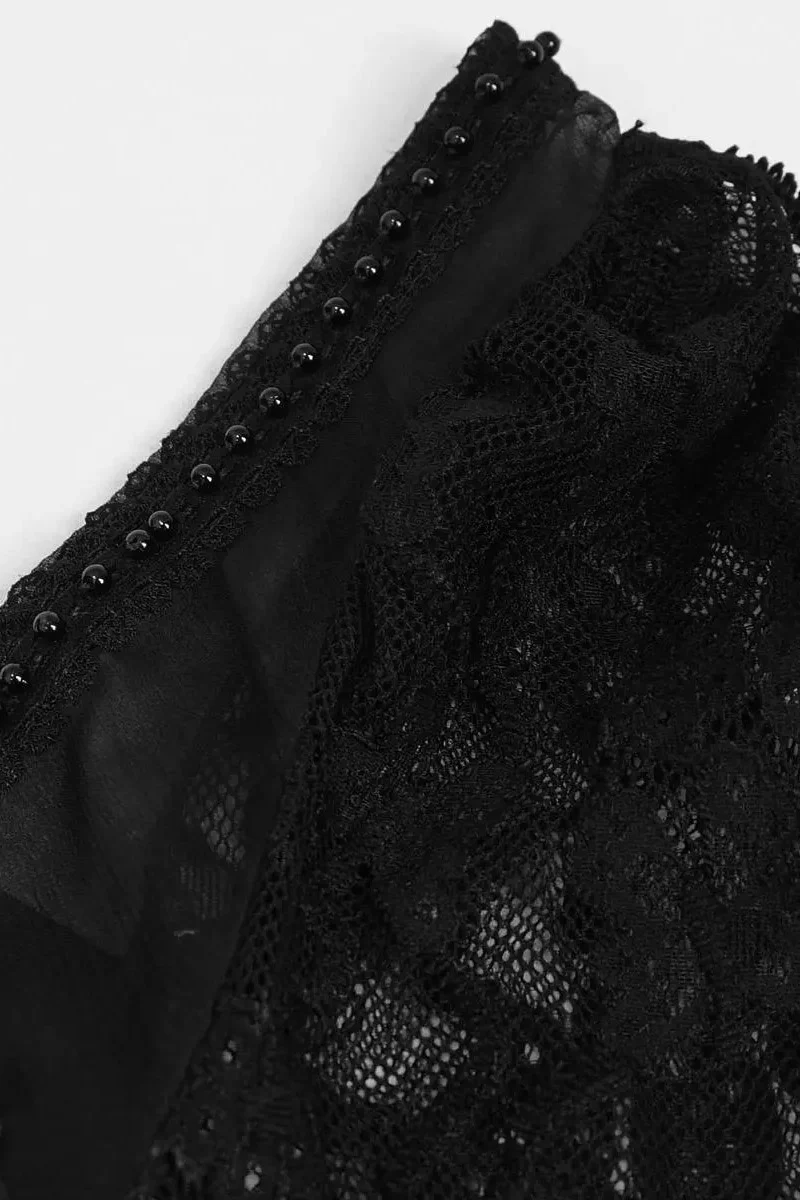 Titanic Tiered Black Satin Gothic Gown - Image 12