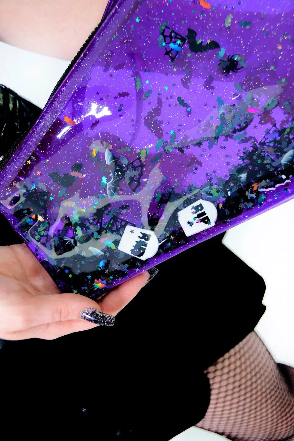 Too Cute to Spook Liquid Glitter Coffin Clutch [Purple] - Image 4