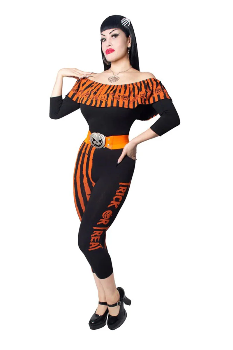 Trick or Treat Stripe Capri Leggings - Image 4