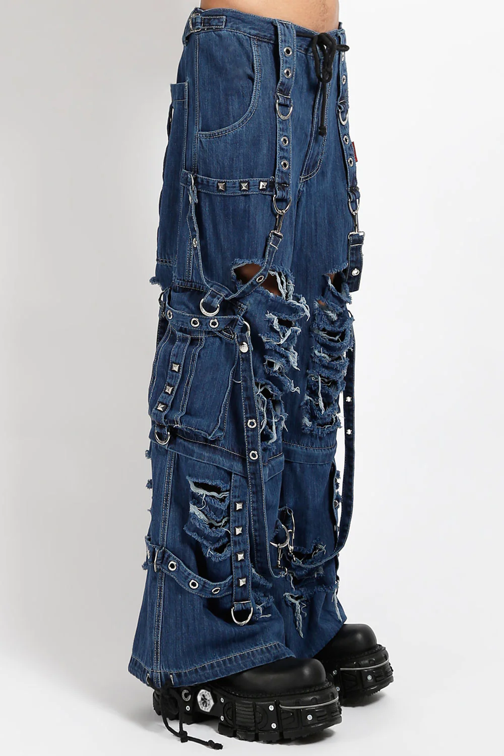 Tripp NYC Denim Strap Shredder Pants [BLUE DENIM] - Image 2