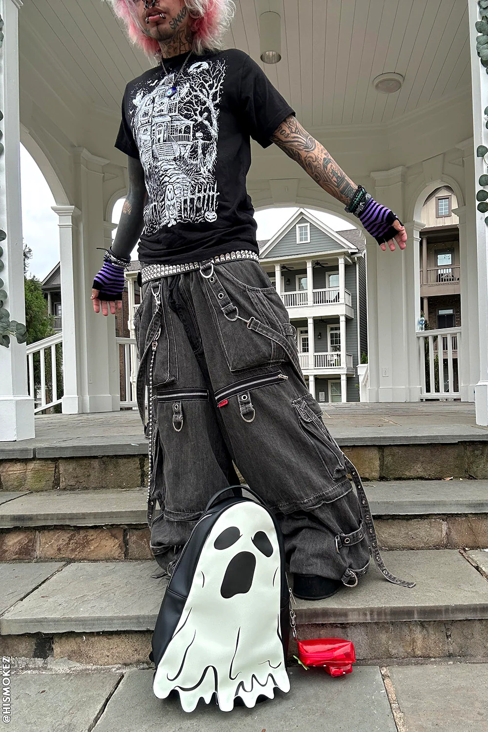 Tripp NYC Denim X Strap Pants [BLACK DENIM] - Image 3