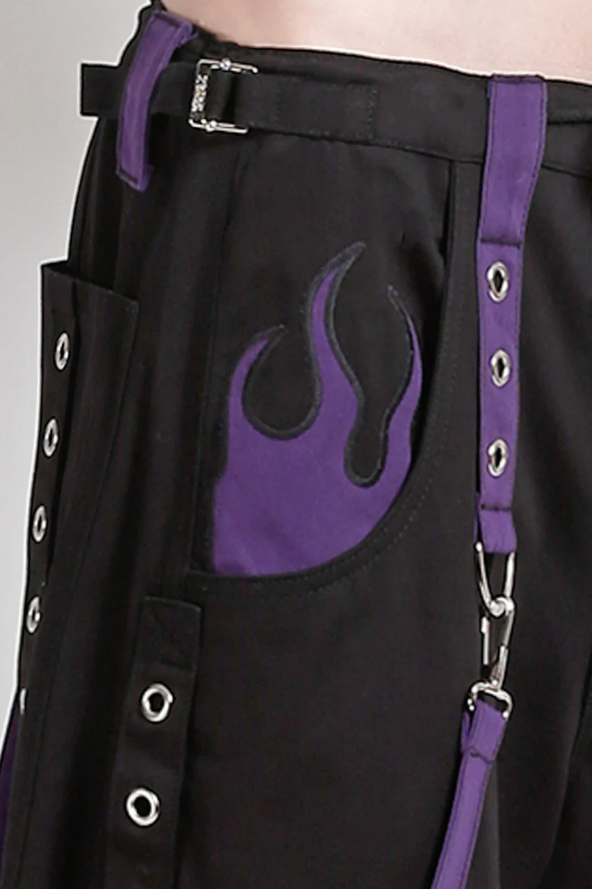 Tripp NYC Flame Dark Street Pants [Black/Purple] - Image 4
