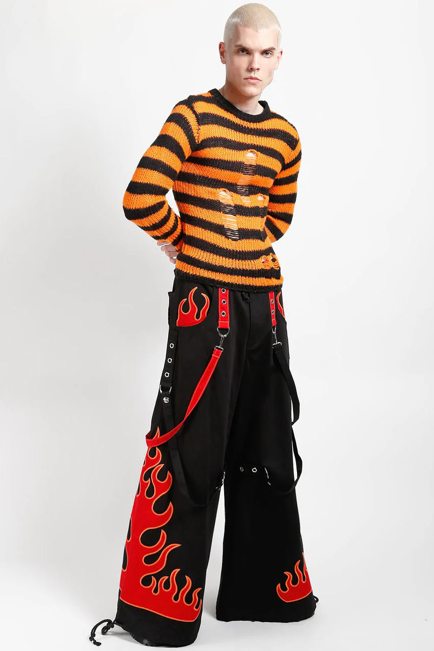 Tripp NYC Flame Dark Street Pants [BLACK/RED] - Image 5