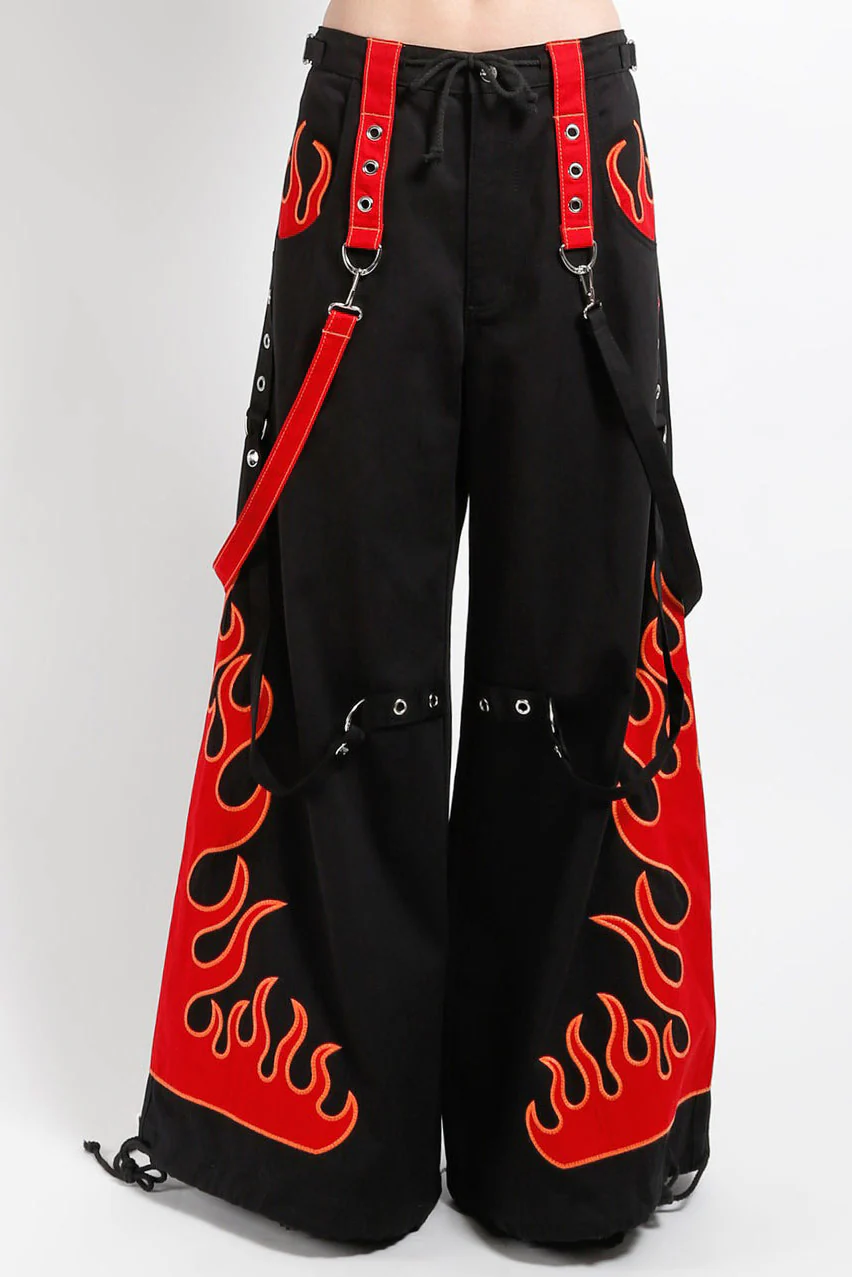 Tripp NYC Flame Dark Street Pants [BLACK/RED] - Image 6