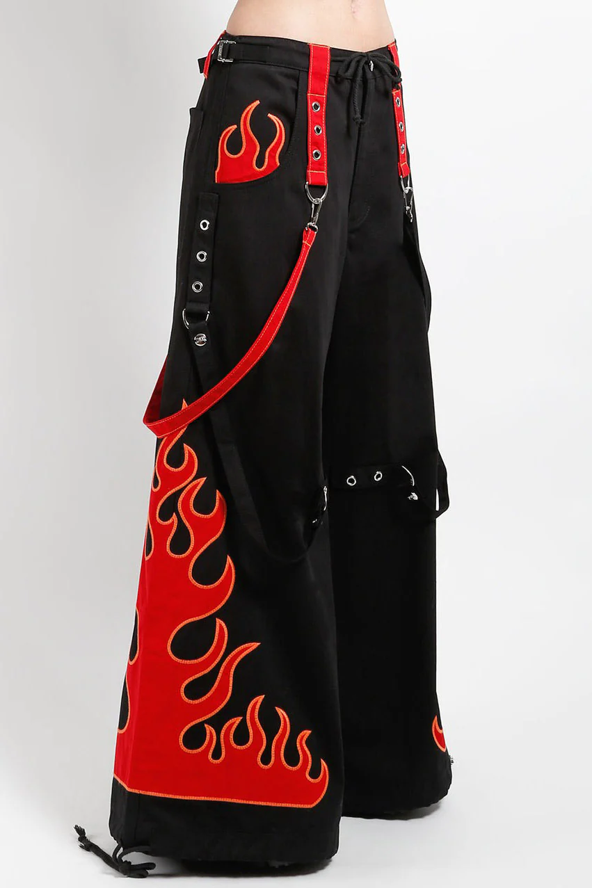 Tripp NYC Flame Dark Street Pants [BLACK/RED] - Image 7
