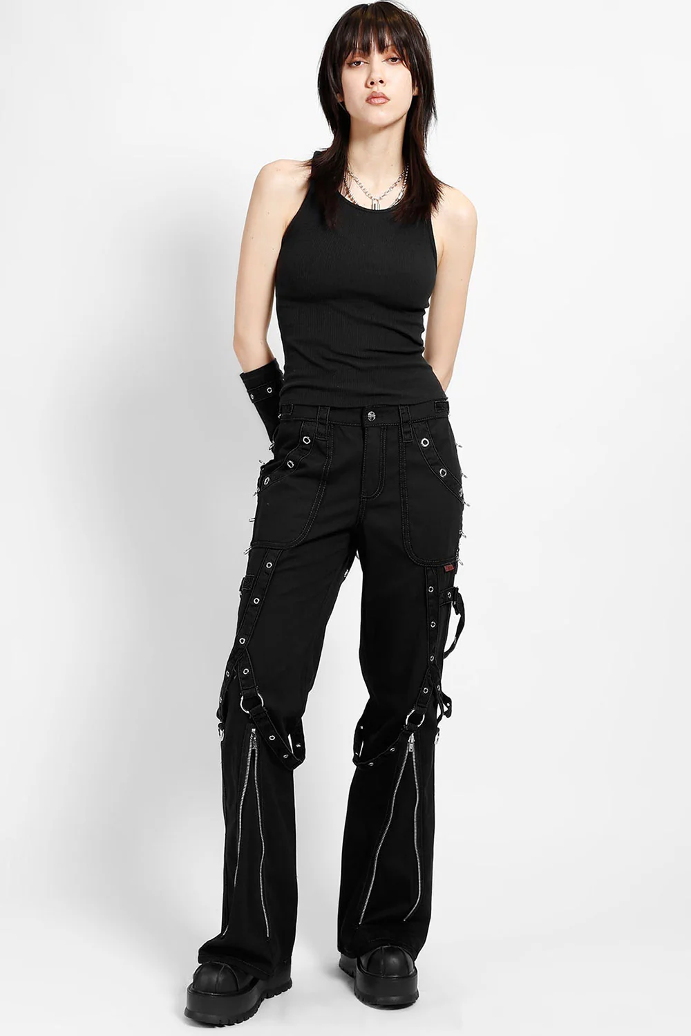 Tripp NYC Multi Eyelet Dark Street Pants [Black/Black] - Image 4
