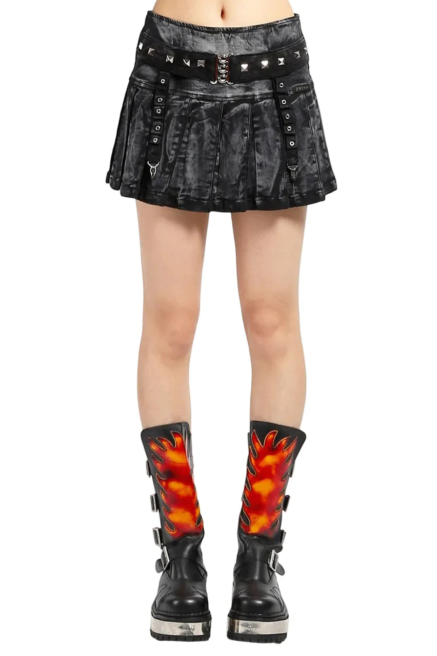 Tripp NYC Peace Pleated Skirt [Black]