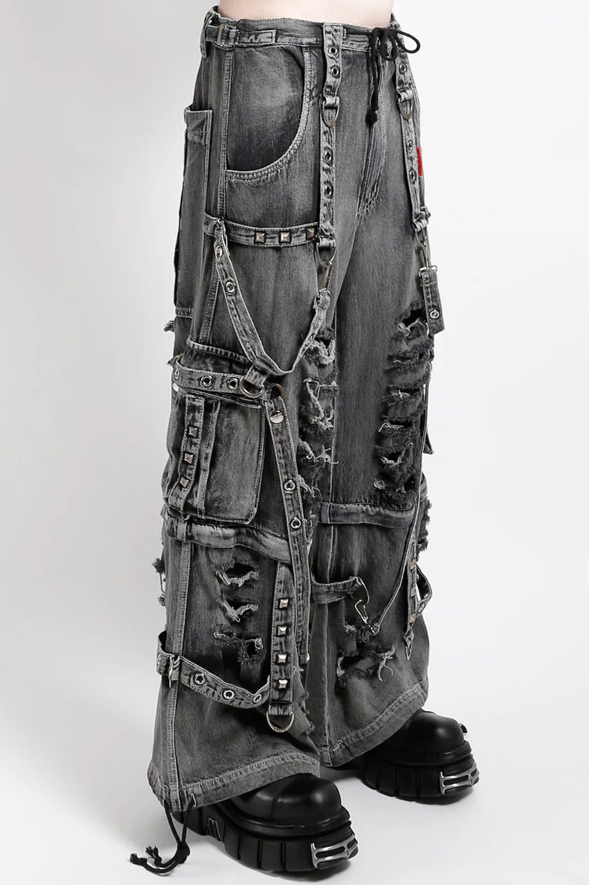 Tripp NYC Shredder Denim Full Force Pants [BLACK FOG WASH] - Image 2