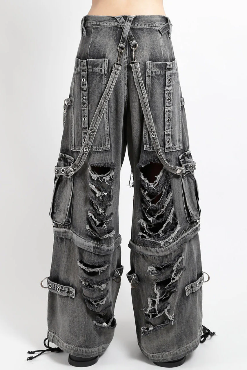 Tripp NYC Shredder Denim Full Force Pants [BLACK FOG WASH] - Image 8