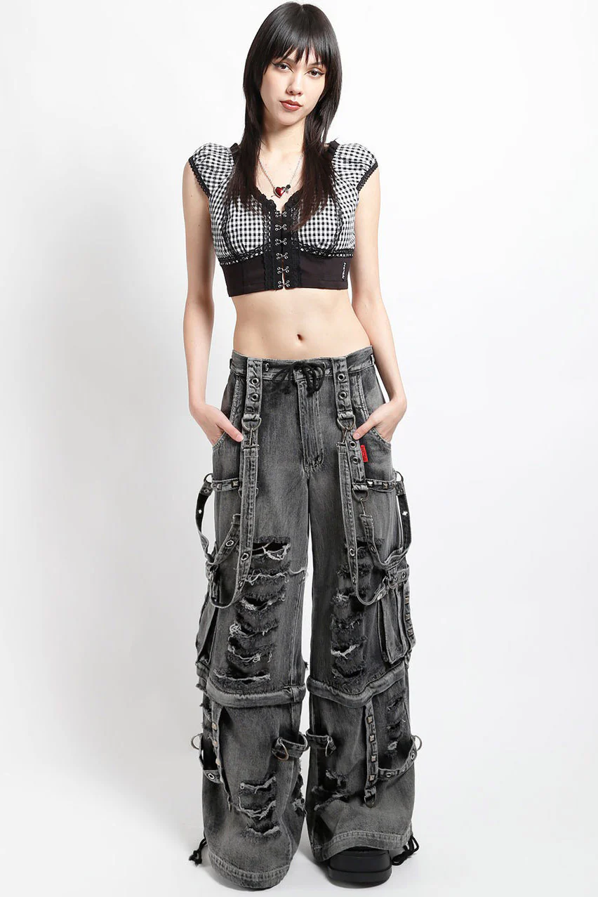 Tripp NYC Shredder Denim Full Force Pants [BLACK FOG WASH] - Image 9