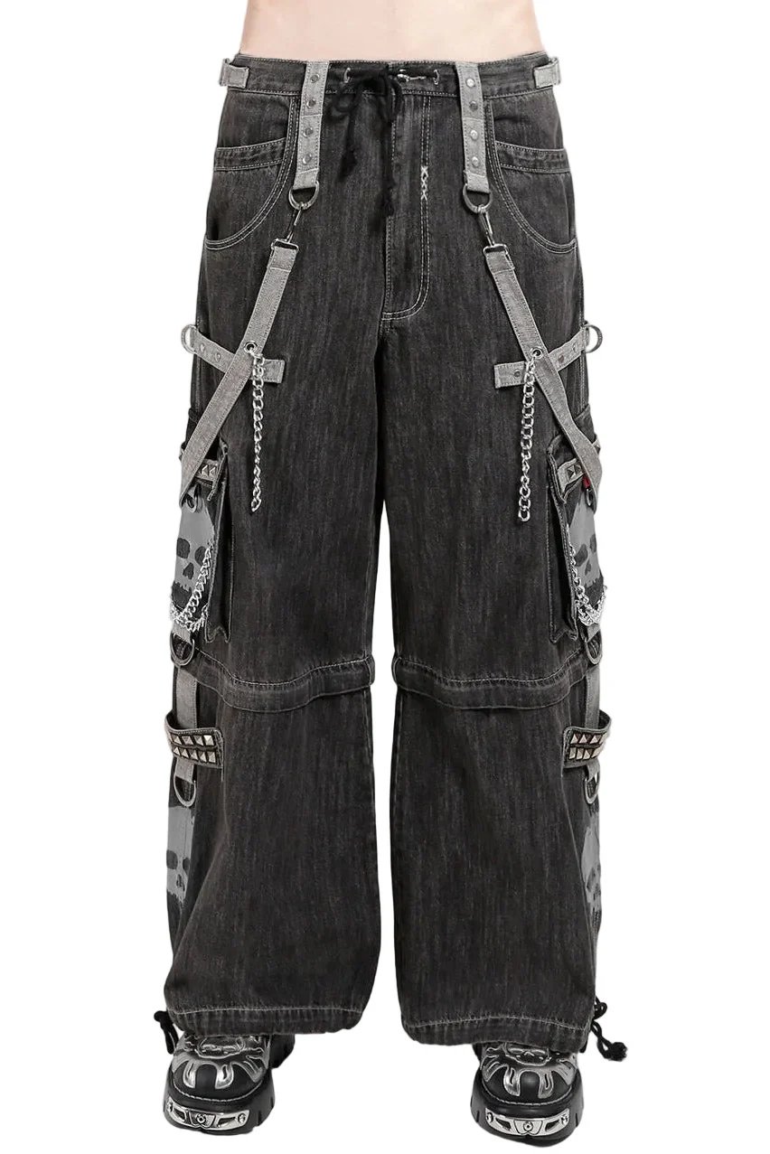 Tripp NYC Super Grey Skull Denim Pants [Black Denim]
