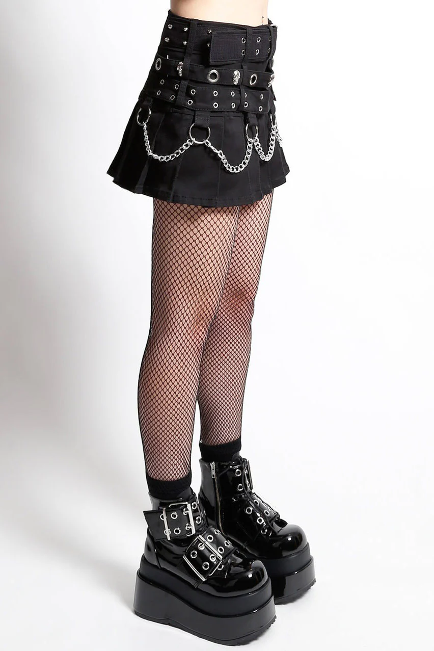 Tripp NYC Triple Belted Chain Skirt [Black] - Image 3