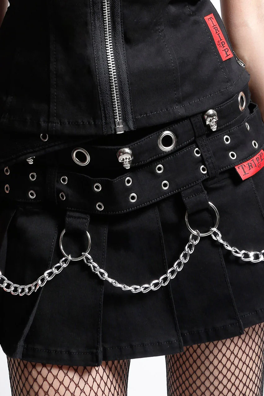 Tripp NYC Triple Belted Chain Skirt [Black] - Image 4