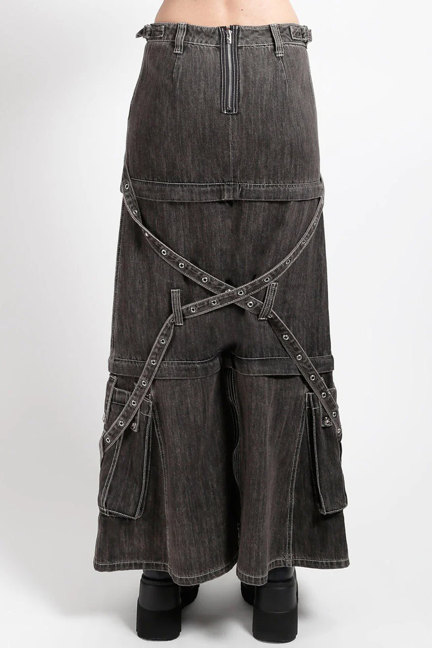 Tripp NYC Triple Zip Off Skirt [Black Denim] - Image 3