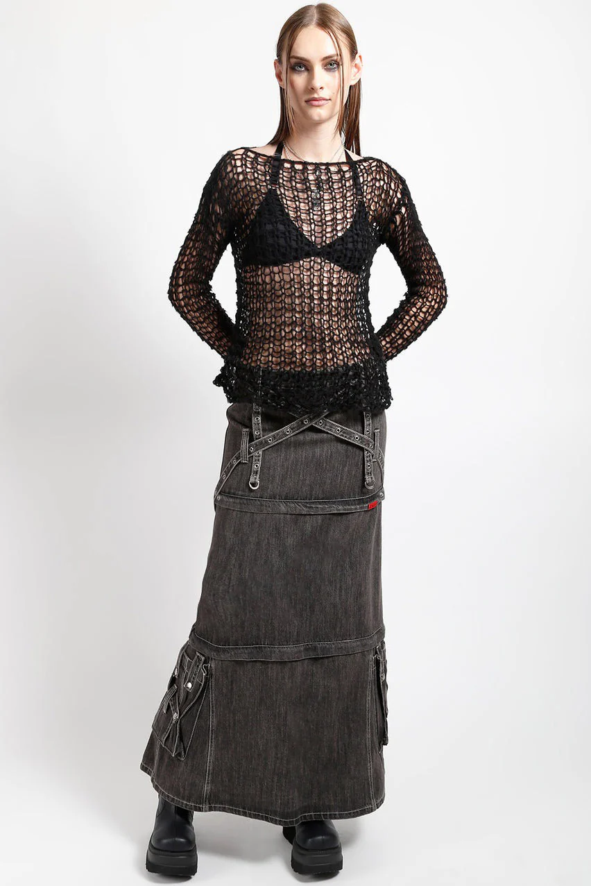 Tripp NYC Triple Zip Off Skirt [Black Denim] - Image 4