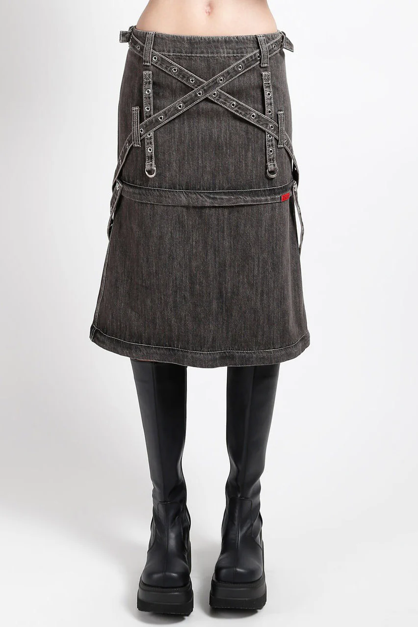 Tripp NYC Triple Zip Off Skirt [Black Denim] - Image 5
