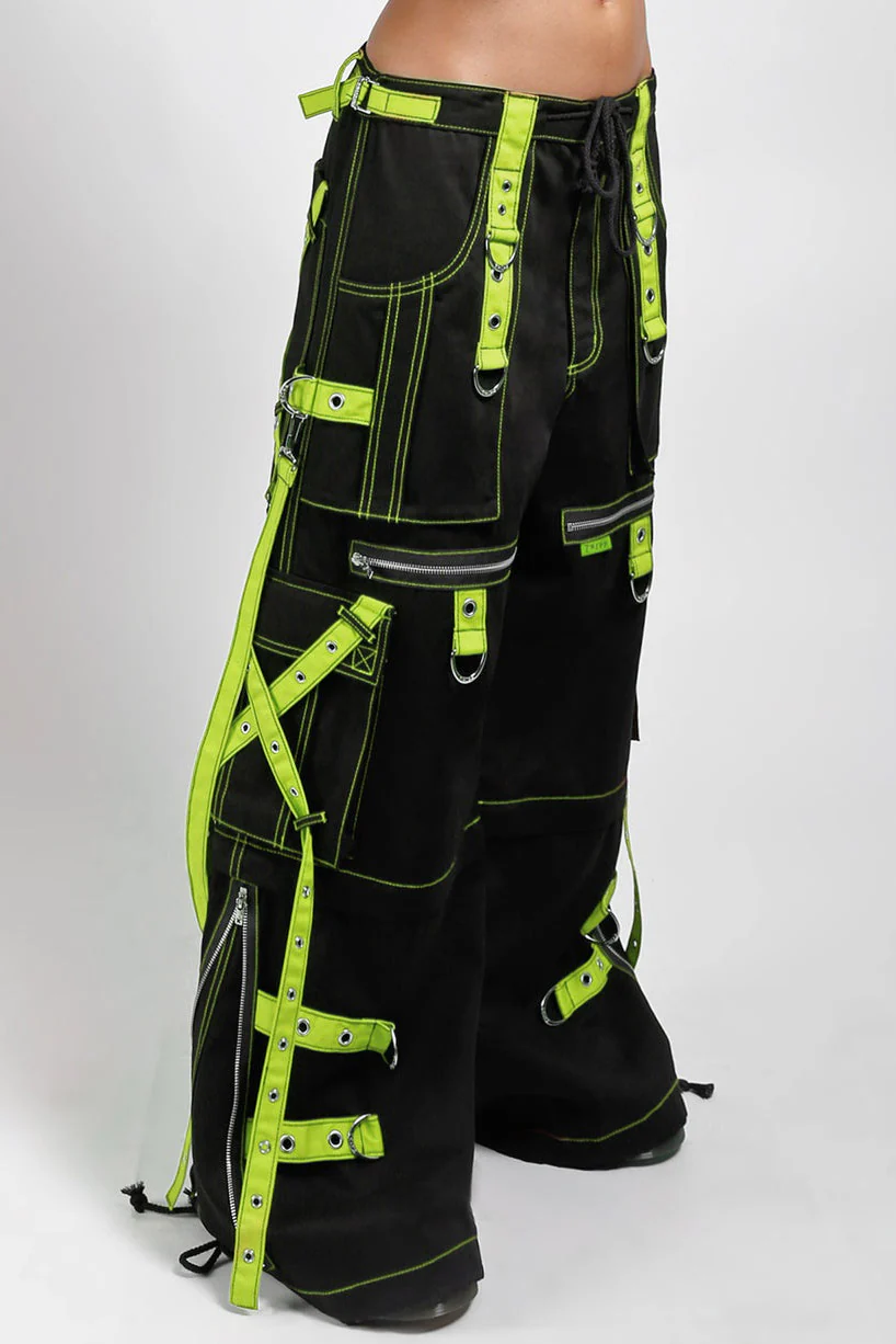 Tripp NYC X-Strap Zip Off Pants [Black/Lime] - Image 7