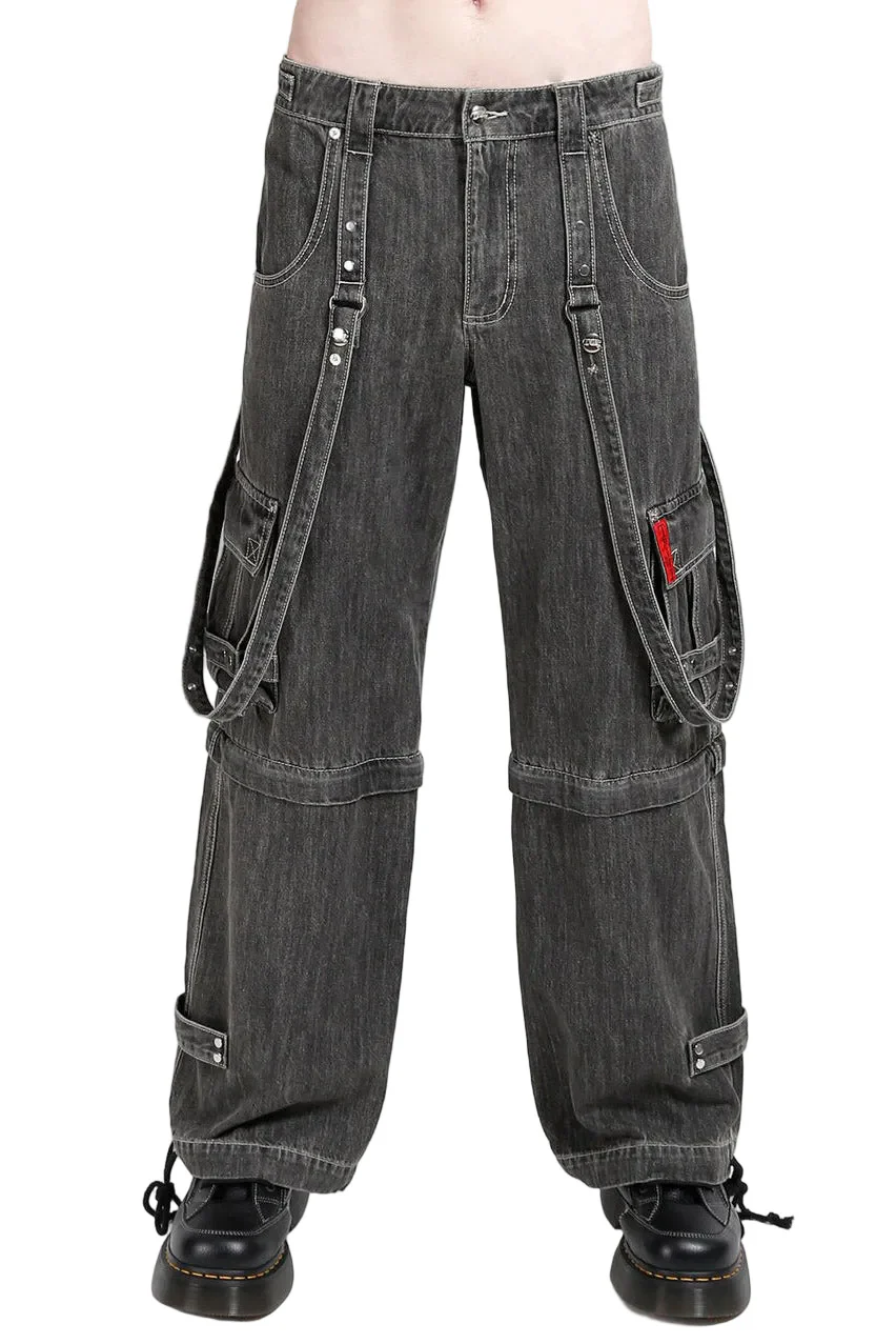 Tripp NYC Zip Off Crush Cargo Pants [Black Denim]