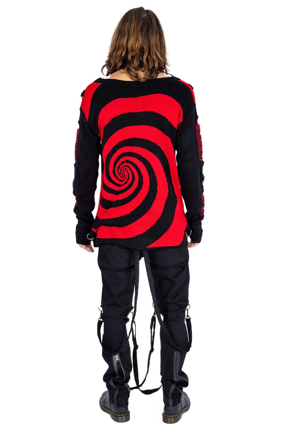 Unisex Spiral Jumper Sweater [Black/Red] - Image 10