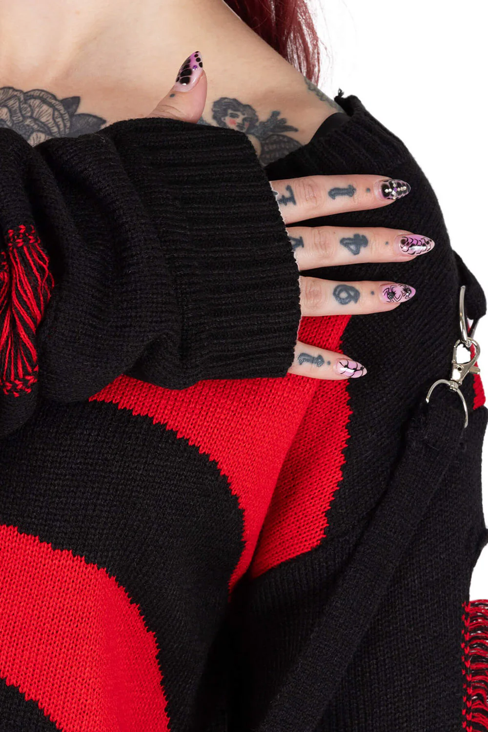 Unisex Spiral Jumper Sweater [Black/Red] - Image 8