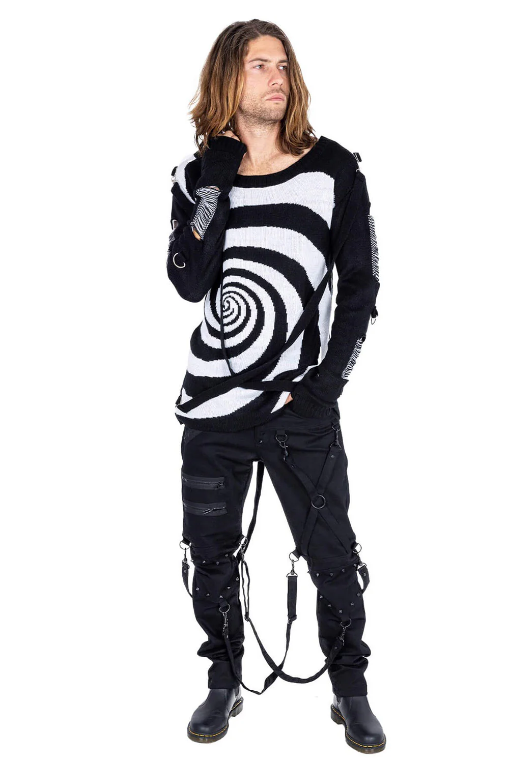 Unisex Spiral Jumper Sweater [Black/White] - Image 4