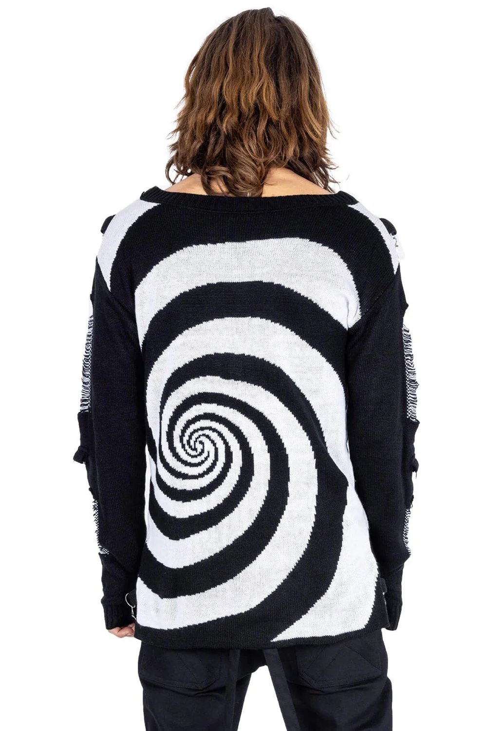 Unisex Spiral Jumper Sweater [Black/White] - Image 6