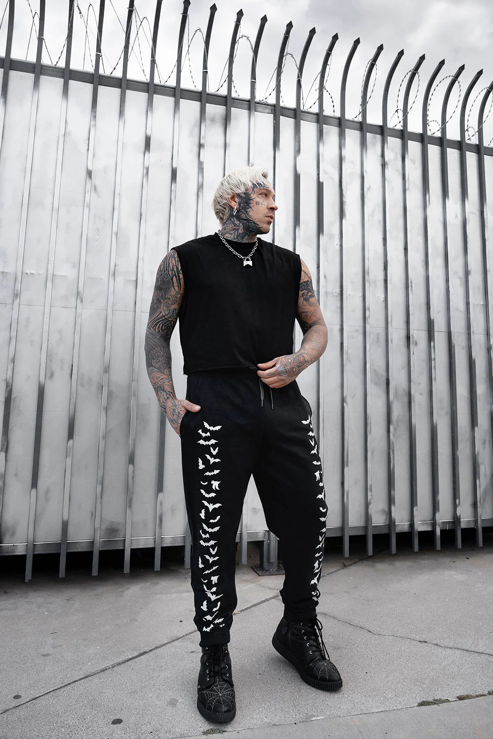 Vampire Bat Joggers [WHITE BATS] - Image 3