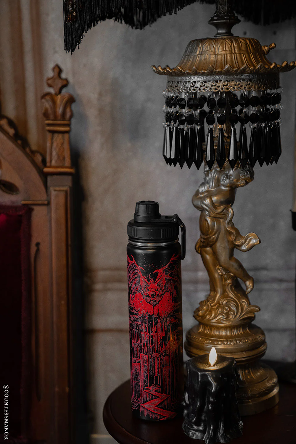 Vampire Castle 24 Oz Water Bottle Tumbler - Image 3