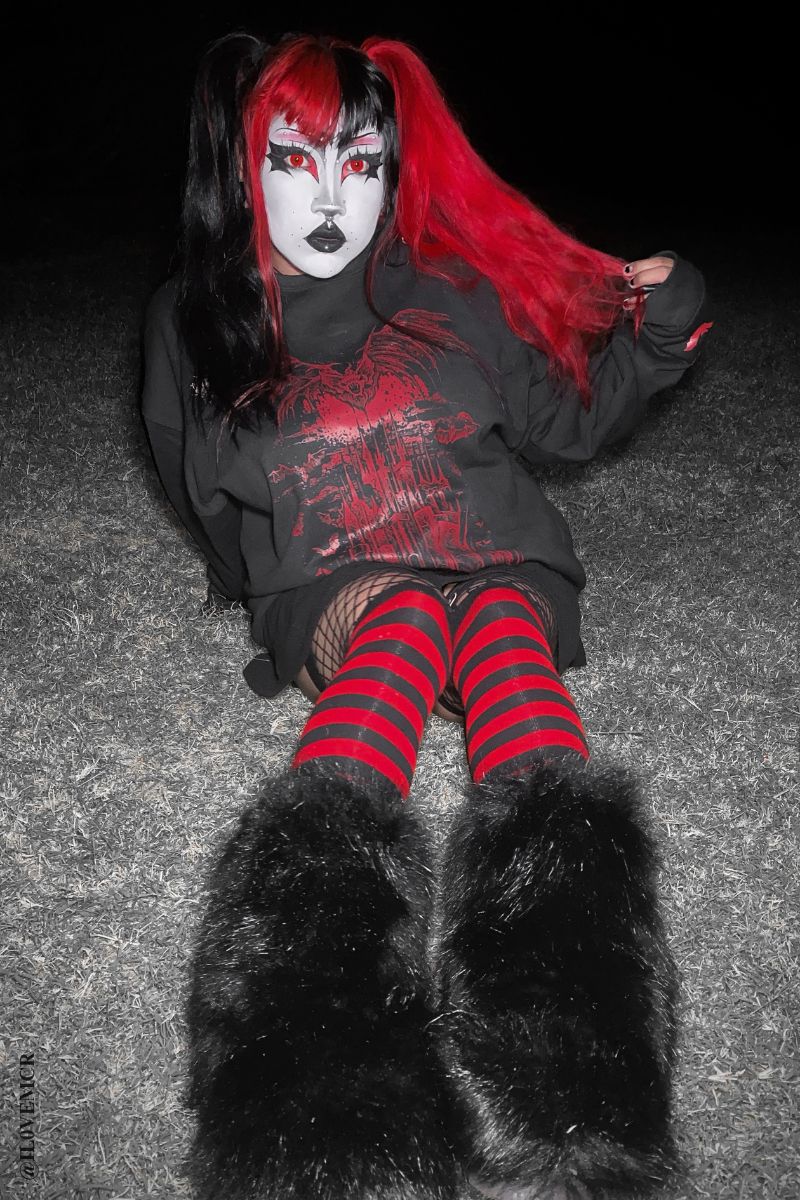 Vampire Castle Sweatshirt w/ Bat Sleeves [BLOOD RED] - Image 2