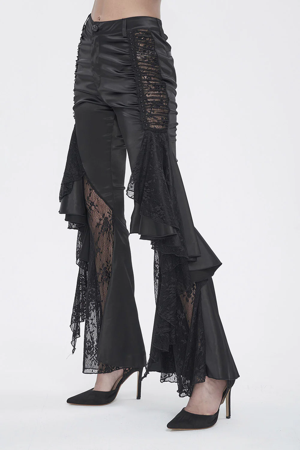Vampress Black Satin Flared Pants