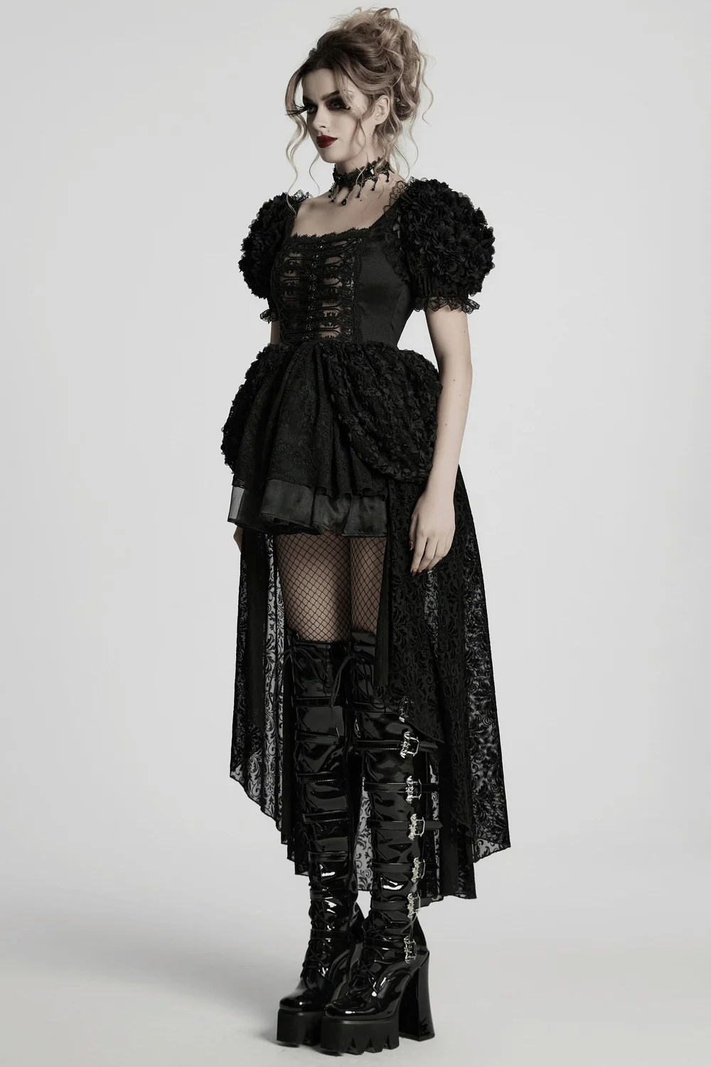 Vampyre Layered Puff Shoulder Lace Dress - Image 5