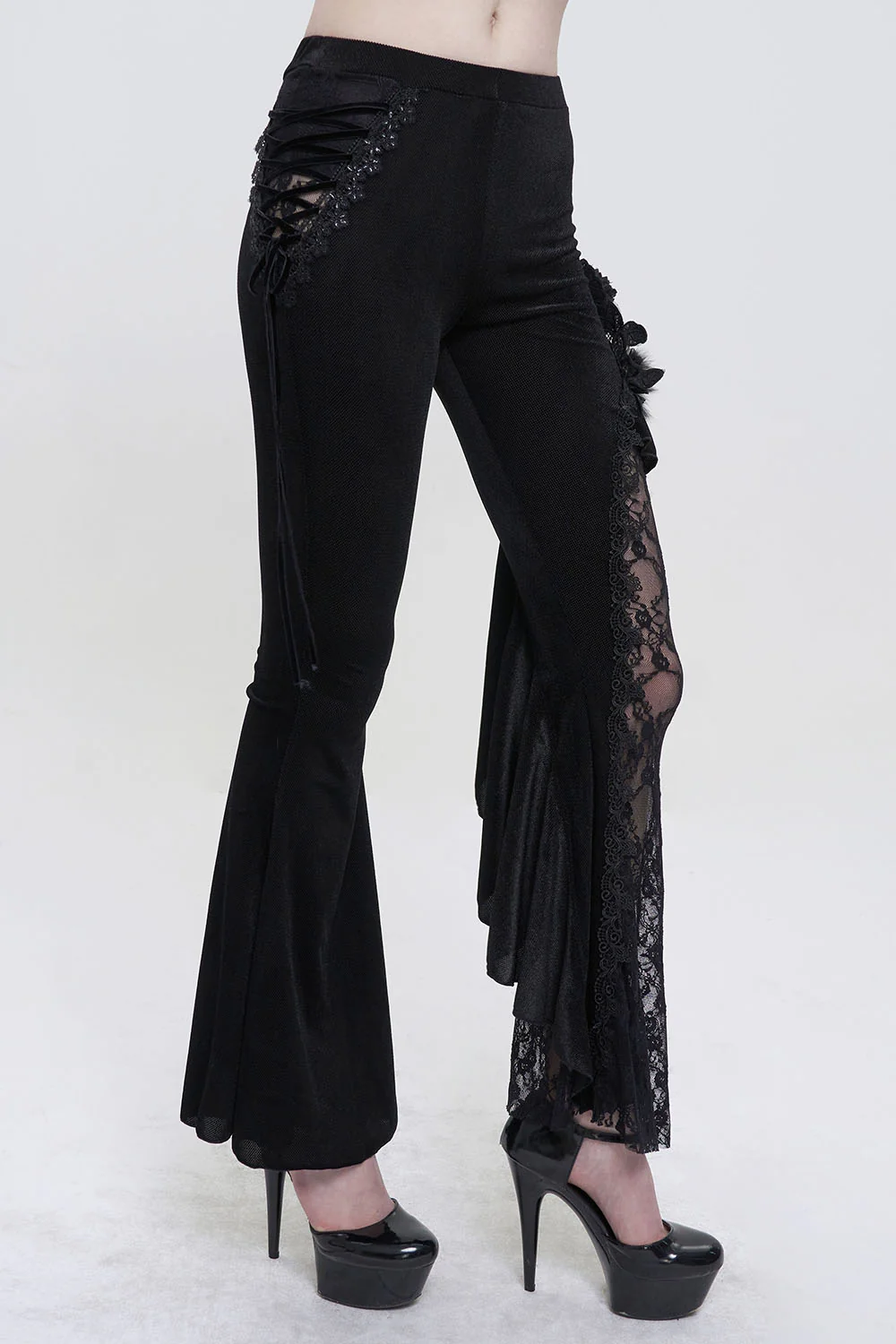 Velvet Vampire Goth Lace Flare Pants - Image 2