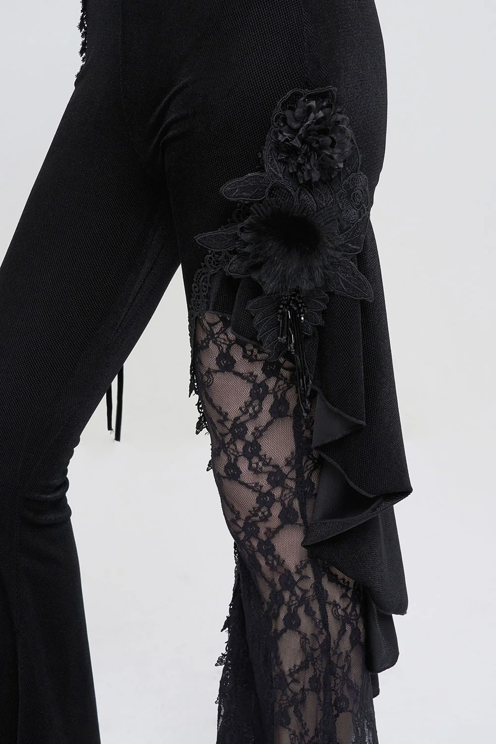 Velvet Vampire Goth Lace Flare Pants - Image 3