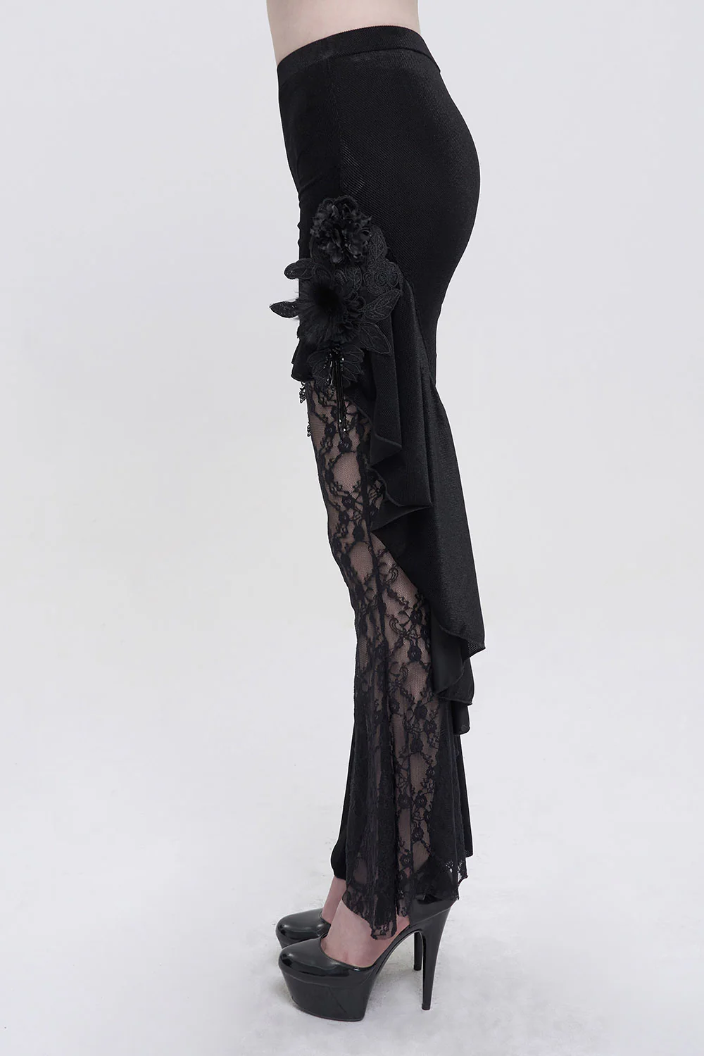 Velvet Vampire Goth Lace Flare Pants - Image 4