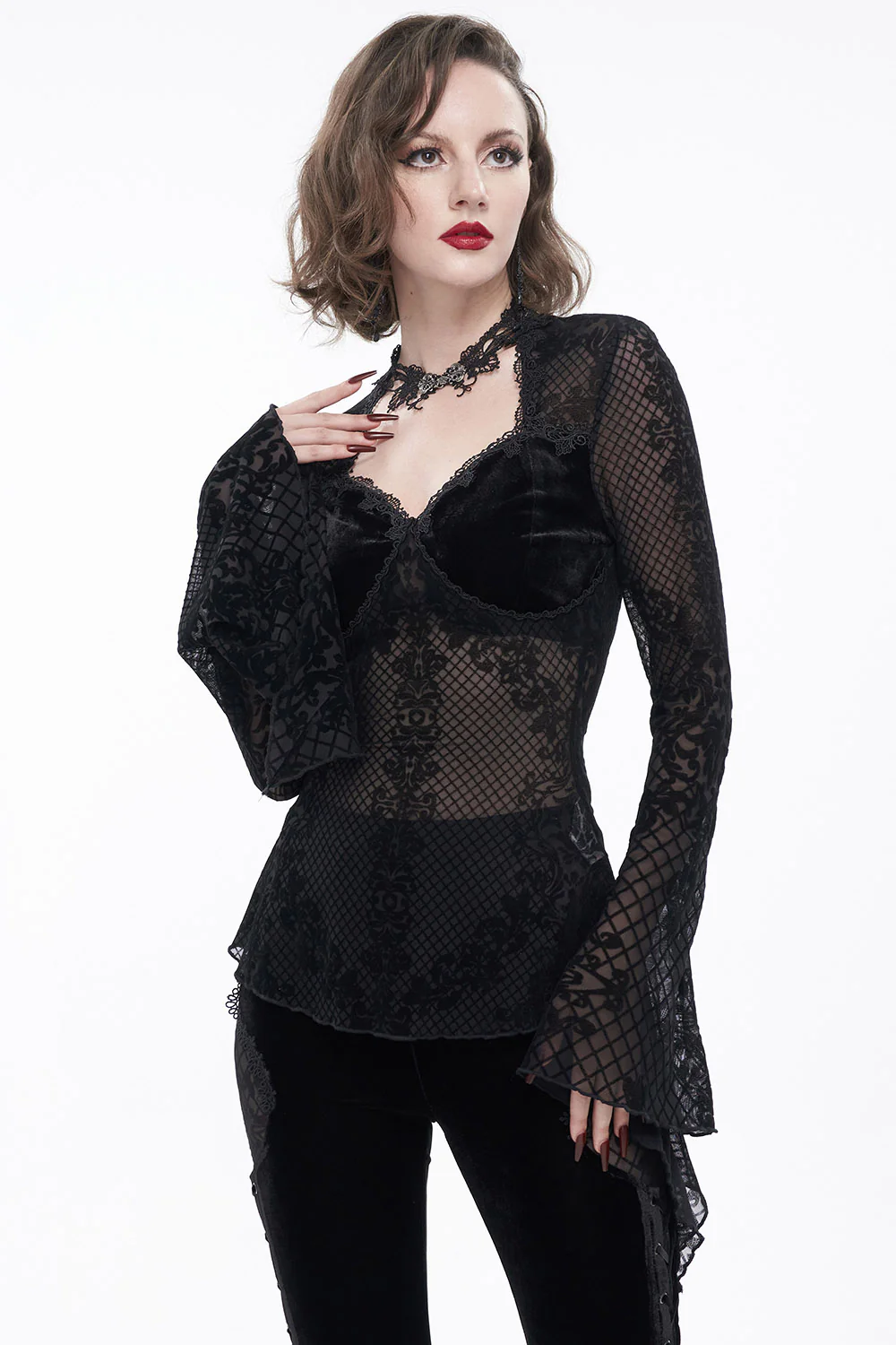 Versailles Sheer Flared Blouse - Image 4