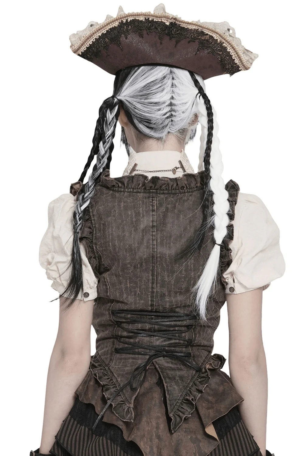 Victorian Adventures Ruffle Corset [Antique Brown] - Image 3