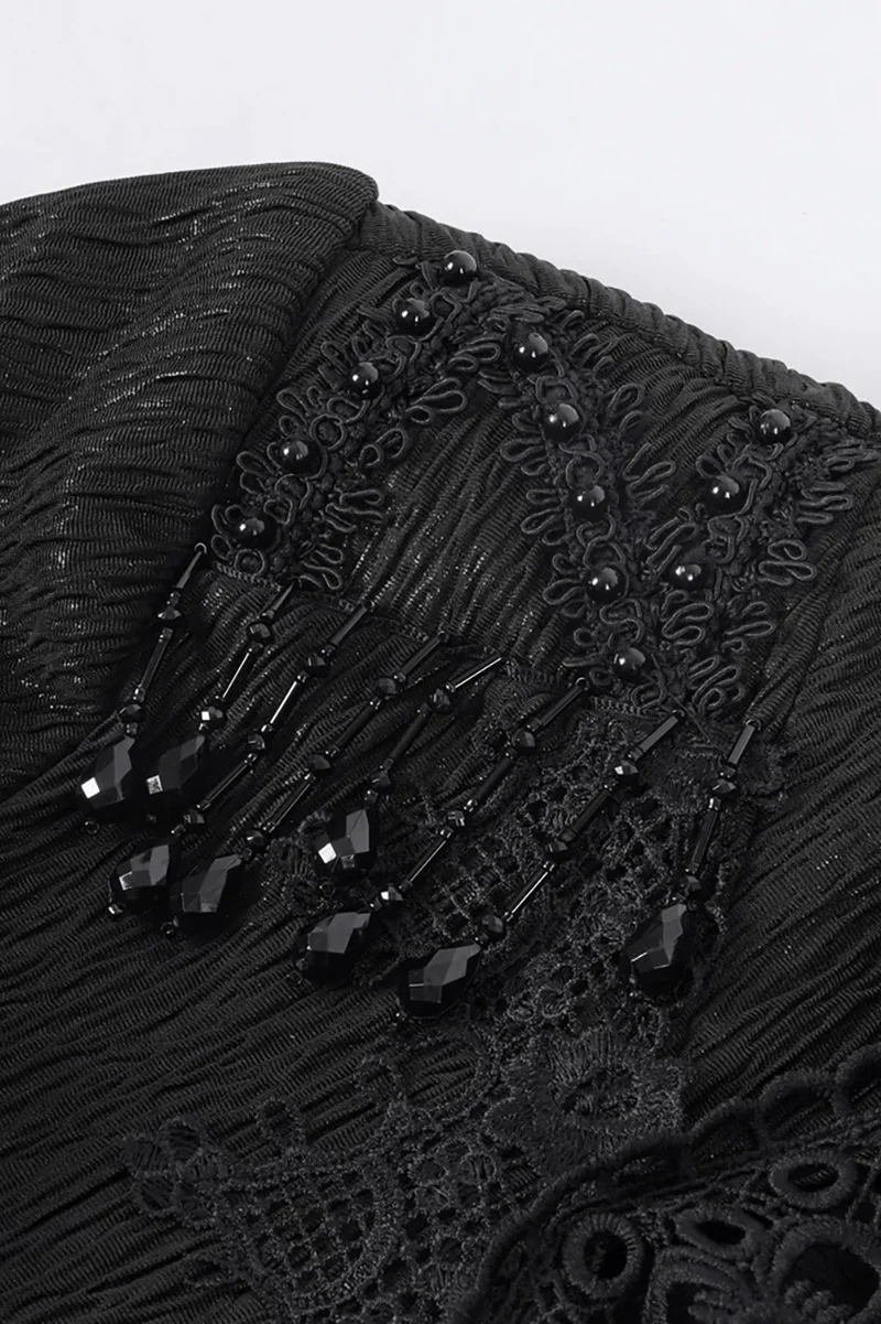 Victorian Gloom Embroidered Hooded Cloak - Image 10