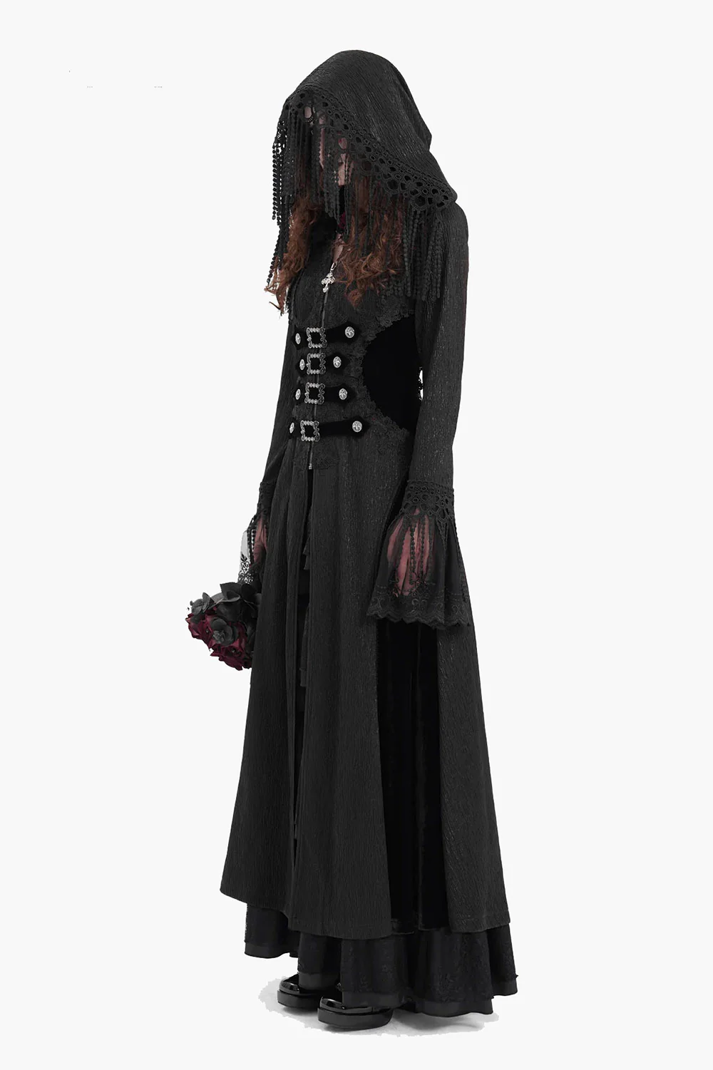Victorian Gloom Embroidered Hooded Cloak - Image 5